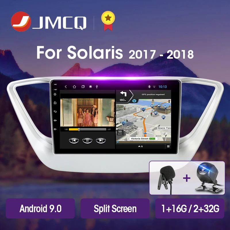 Автомагнитола JMCQ T3L для Hyundai Solaris Verna 2017 2018 мультимедийный видеопроигрыватель с