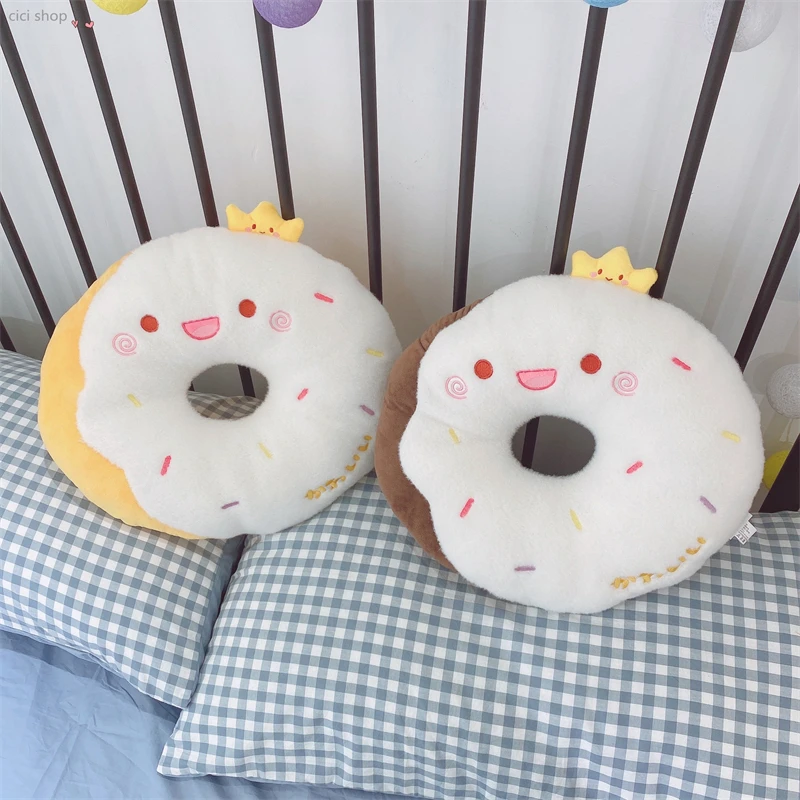 40cm Cartoon Round Donuts Pillow Soft Chair Sofa Back Cushion Comfortable Bedroom Home Decoration Photo Props Gifts Pink Yellow - купить по