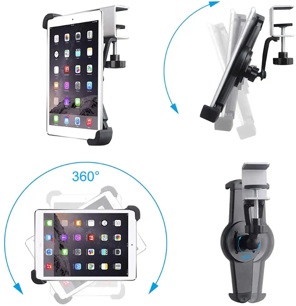 Держатель для кухонного планшета металлический зажим с вращением на 360 градусов