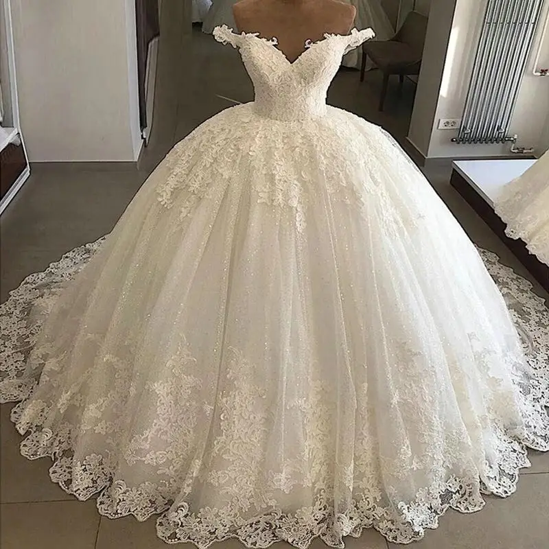 

Vintage Vestidos De Novia casamento 2021 Bridal Gowns Ball Gown Lace Applique Wedding Dress Robe De Mariee trouwjurk