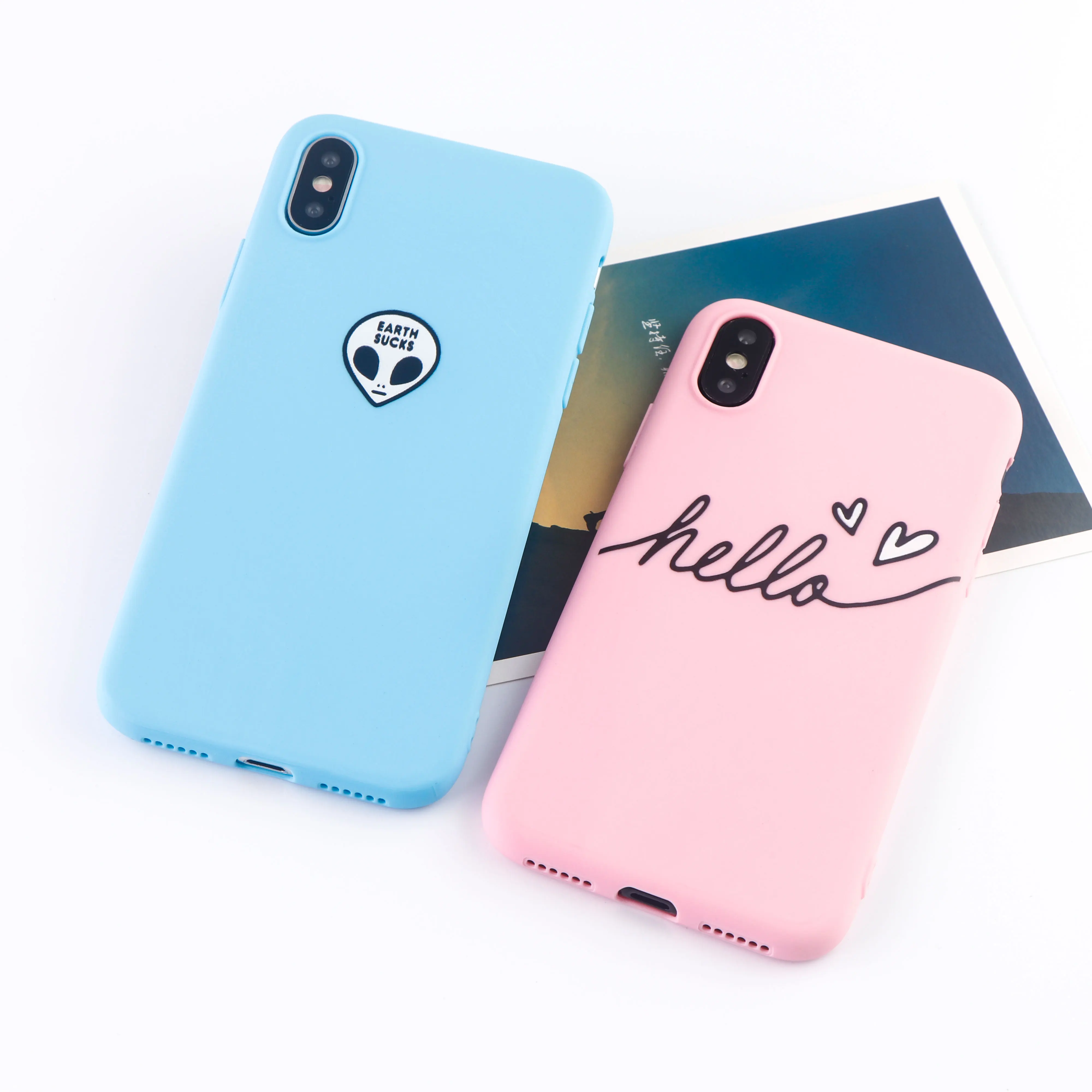 Trendy Letter phone case for iPhone 6s 7 8 11 Plus Pro X XS Max XR Alien cases soft silicone fitted cell Phone Accessories cover |
