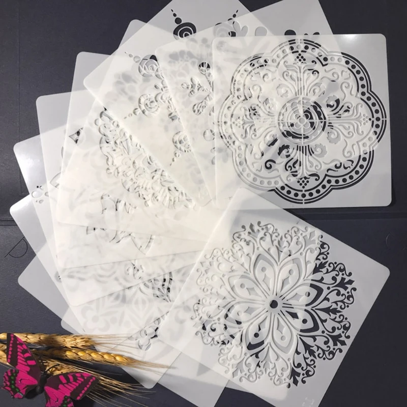 

24 Pcs Mandala Stencils DIY Crafts Drawing Template for Rock Painting Scrapbooking Paper Card Embossing Album Decorative 96BA