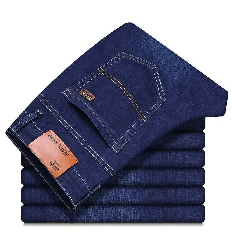 

2021 Brand Men Spring Autumn Regular Fit Jeans Business Casual Stretch More Colors