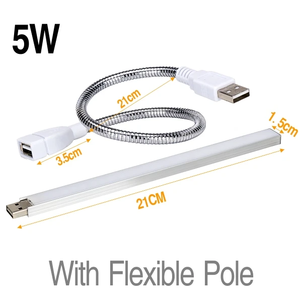5W with pole Светодиодный светильник для выращивания растений с полным спектром USB 3 Вт 5 Вт 5 В, фитолампа для теплицы, гидропоники, садовый светодиодный светильник для выращивания s, фито-лампа - Испускаемый цвет: 5W with pole