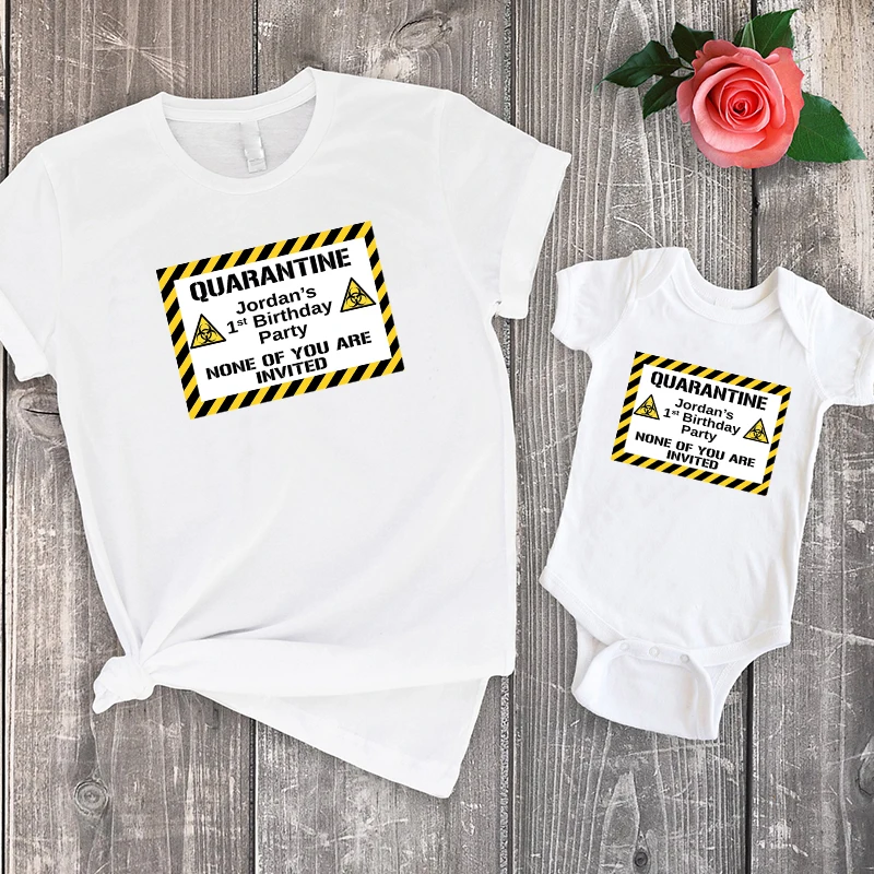 

1st Quarantine Birthday Family Matching Clothes Quarantine First Birthday Party Mommy and Me Clothes 2020 Fashion Summer Print