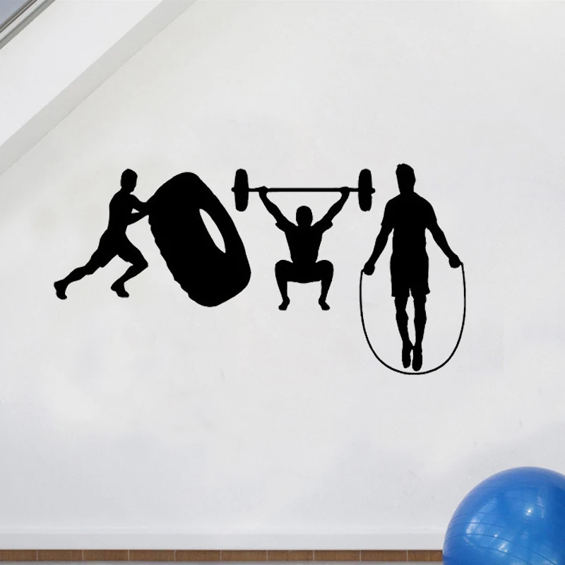 

Блины для кроссфита Наклейка на стену спортзала Фитнес Наклейки на стены тренировки мотивационные искусство панно для мальчиков Спальня у...
