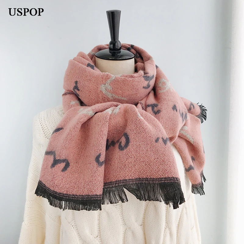 USPOP 2020 новые женские шарфы зимний шарф с кисточками мягкий теплый длинный
