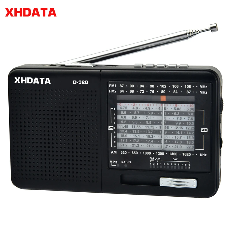 XHDATA D-328 fm-радио AM SW портативный коротковолновый радиоприемник MP3 плеер с разъемом для карт TF 4Ω/3W интернет портативное радио
