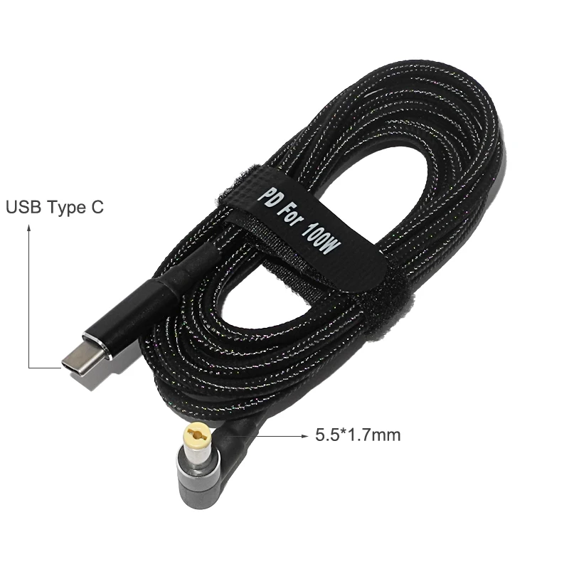 Кабель USB Type-C 65 Вт 90 для ноутбуков Acer Aspire адаптер питания на Штекер 5 5*1 7 мм