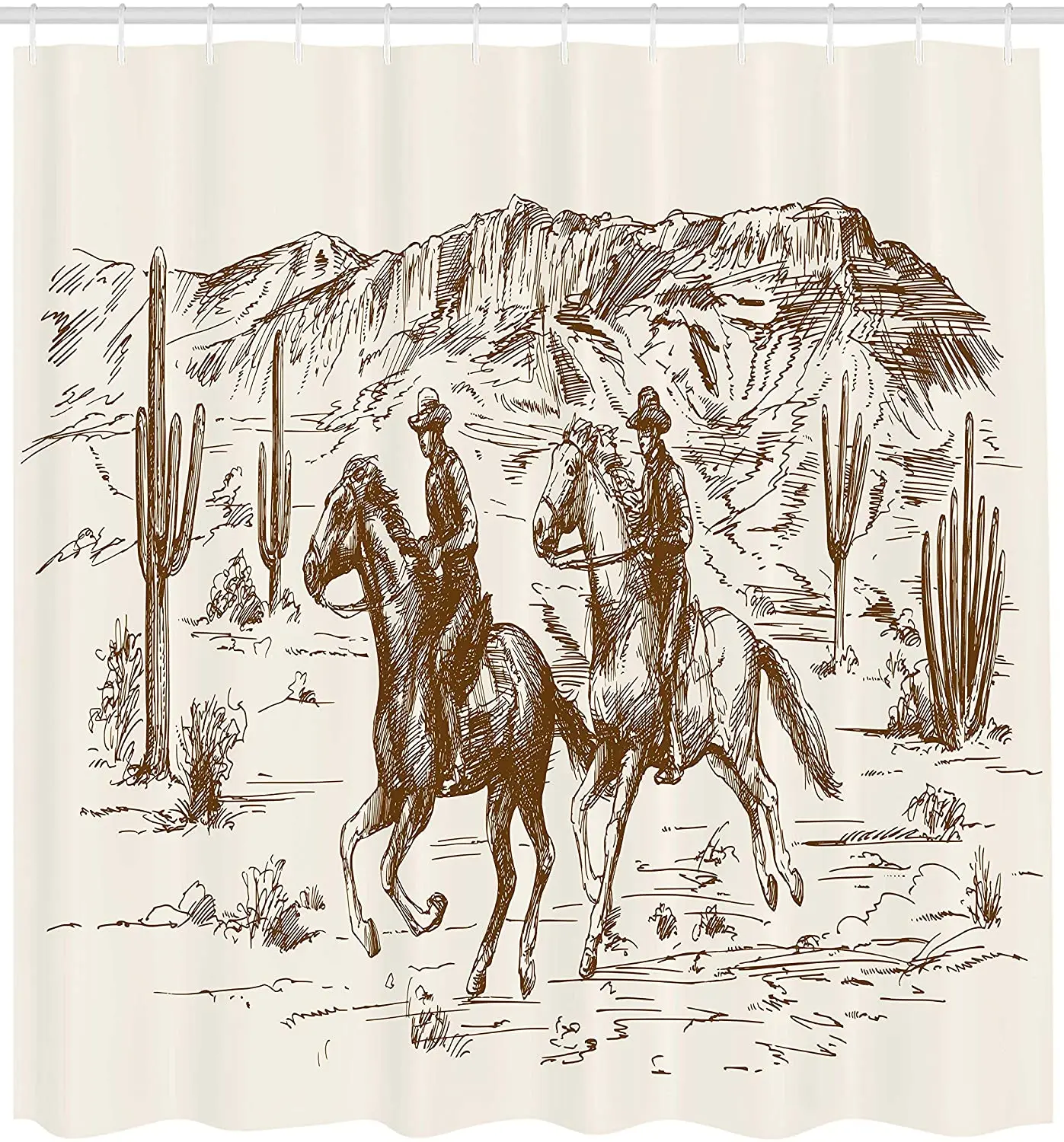 Западная занавеска для душа в стиле кантри нарисованная вручную иллюстрация