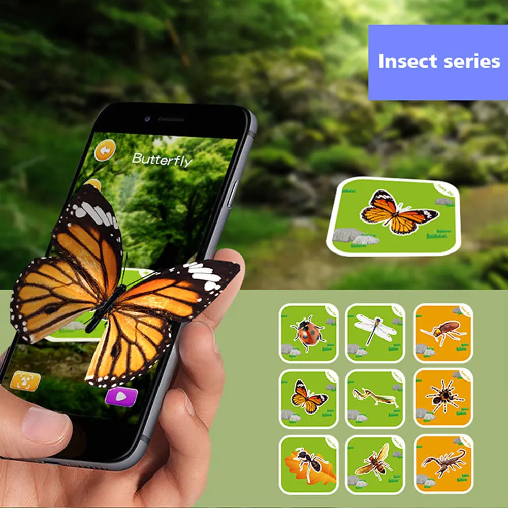 Tarjeta de dibujos animados 4D de animales, juguetes educativos sensoriales divertidos, aprendizaje de palabras VR, Educaci&oacute;n Temprana, juguetes Montessori 6Y de Navidad, 68 Uds.-4