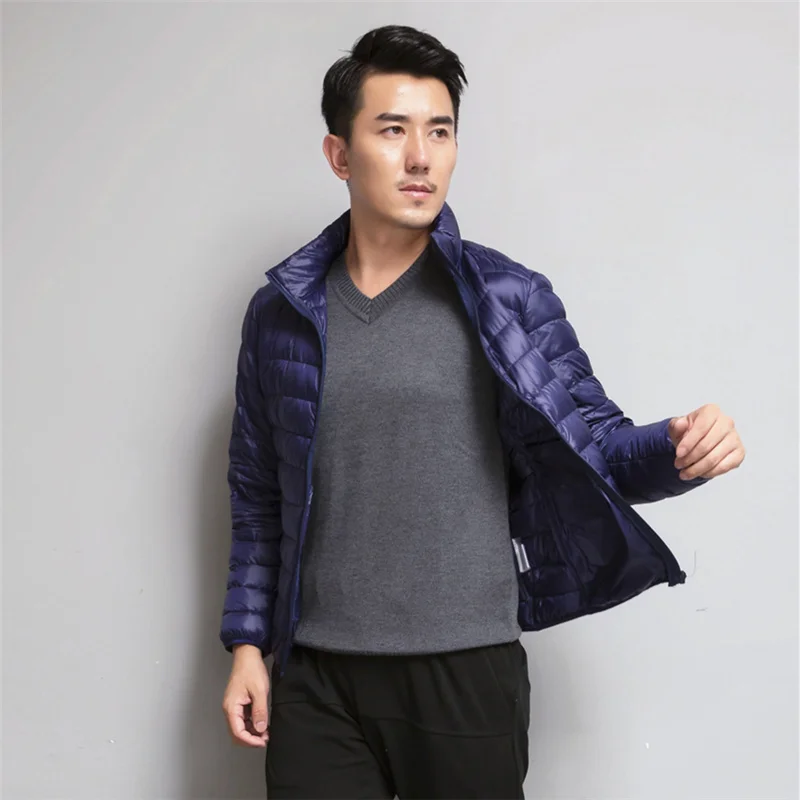 Ultra Light Down Jacket Men Thin Short Coat Plus Size Autumn Winter Fashions Parka Abrigos Para Hombre KJ740 | Мужская одежда