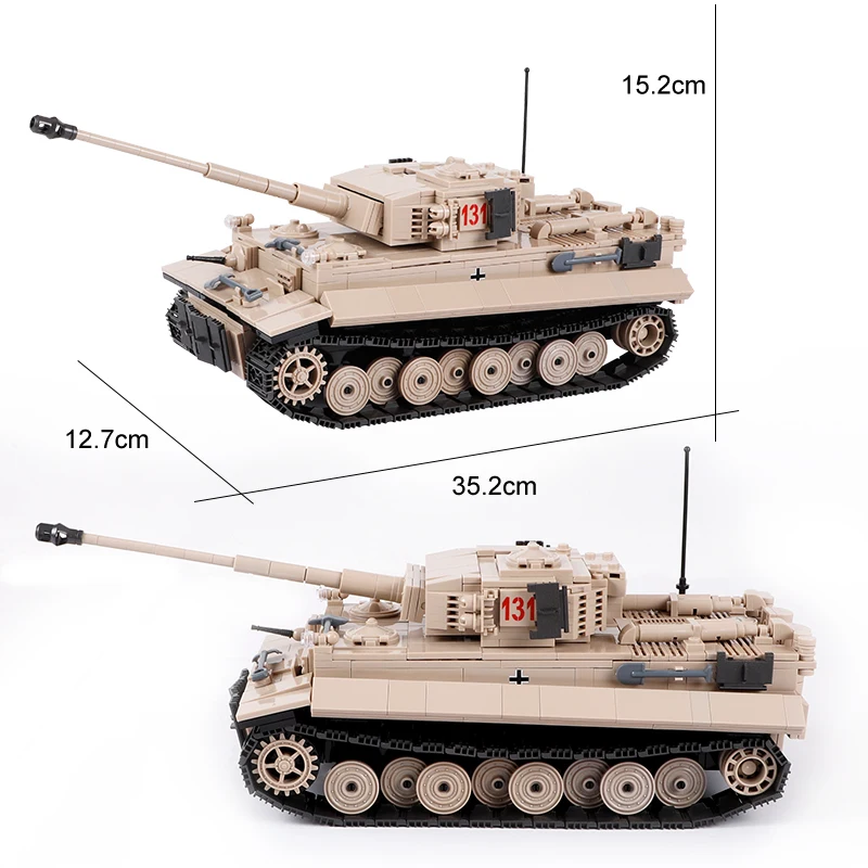 Конструктор для мальчиков из 1018 блоков военный Тигр танк 2 мировая война