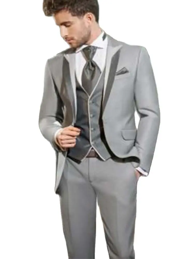 

Новое поступление 2022, светло-серые мужские костюмы, индивидуальный пошив, блейзер, брюки для жениха, свадебное пальто, одежда для вечеринки, ...