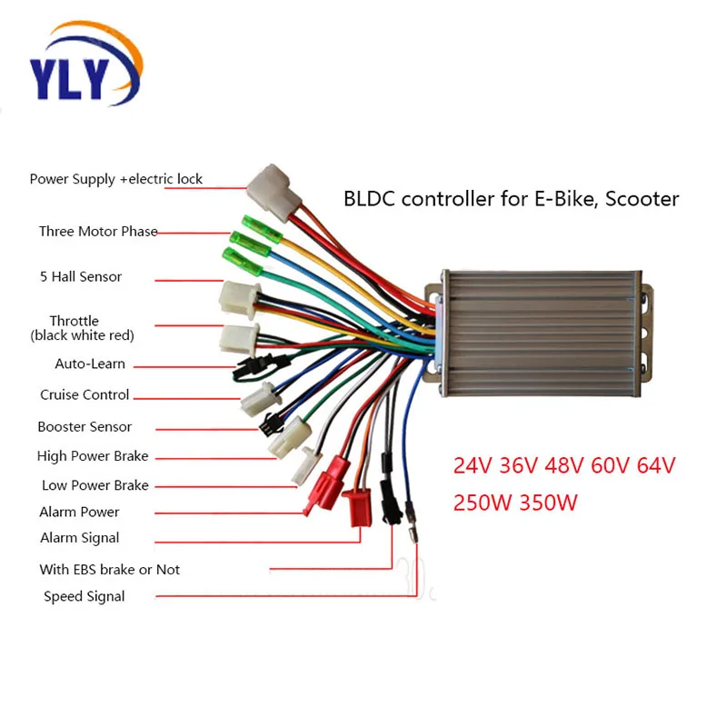 Контроллер прямоугольной волны контроллер электровелосипеда 24 В 36 48 250 Вт 350 для