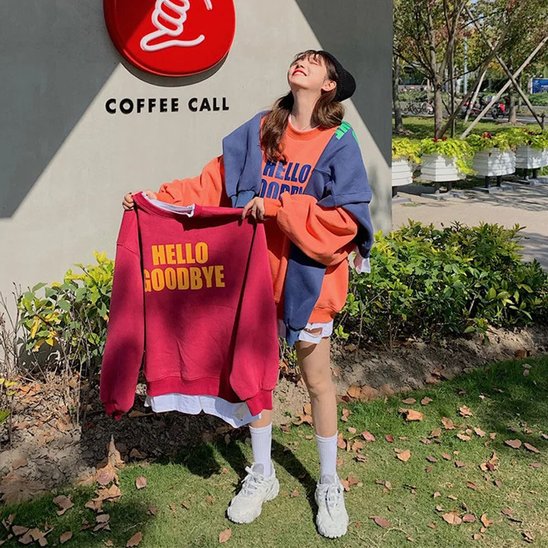 

Spring Orange Korean Oversized Hoodies Women Harajuku Streetwear Chic Letter Print Hoodie Female Autumn Long Sleeve Fashion Tops