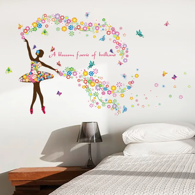 

Flower bedroom living room corridor background cartoon wall stickers environmental murals can be removed