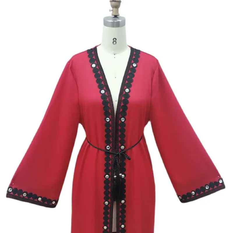 Cross-Border E-Commerce Cardigan Cardigan Saudi Indonesia Timur Tengah Muslim Cardigan Bordir Berlian Setrika Jubah