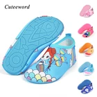 Быстросохнущие детские пляжные плавательные туфли, Детская домашняя обувь с мультяшным принтом для девочек, носки для пола, мягкая обувь для мальчиков