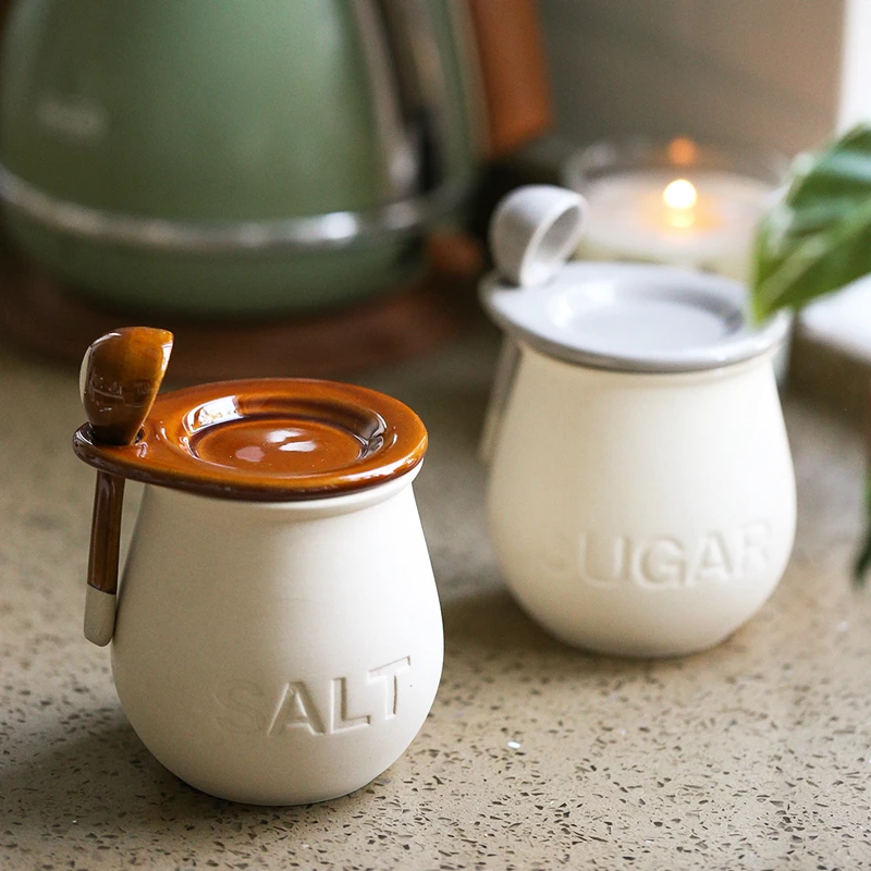 Японские керамические банки для хранения с крышкой в стиле ретро декоративная