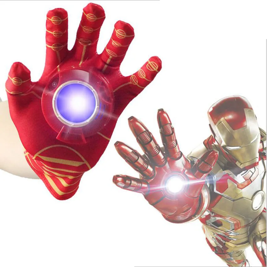 VIP Косплей Super hero Железный перчатки фигурку super светодиодный светильник мигающая
