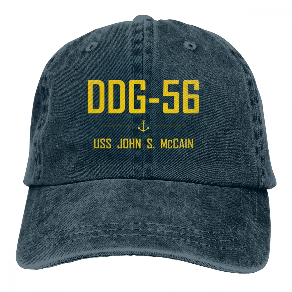 DDG-56 USS John S McCain Casquette Черная мужская и женская джинсовая бейсболка с ремешком