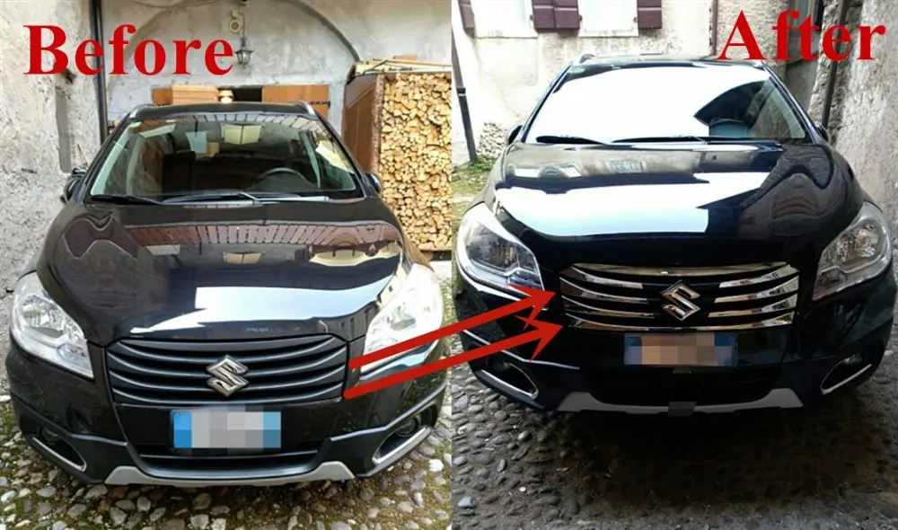 Подлинная OEM Авто Передняя полугальваническая хромированная решетка ABS, накладка радиатора для Suzuki S-cross