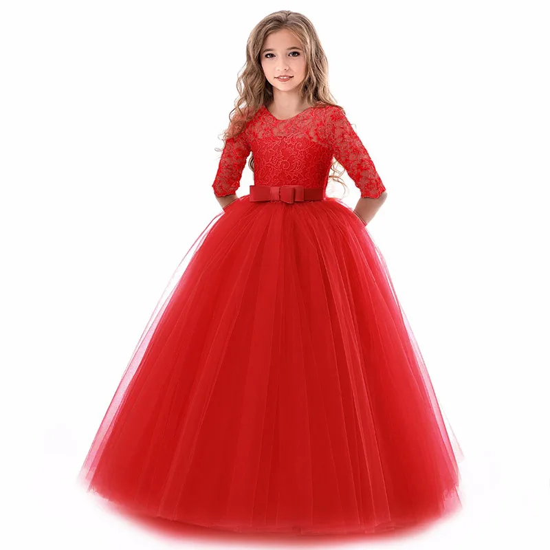 Girls Summer Dress Kids Lace Wedding Dresses Elegant Prom Children Girl Princess Long 4-14 Years WGD0033 | Детская одежда и обувь