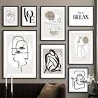 Современные абстрактные линии Лицевой минималистические скандинавские плакаты и принты Настенная живопись на холсте картины для украшения дома гостиной