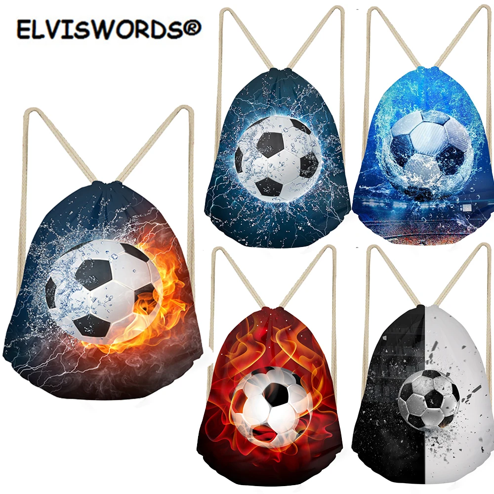 Сумки ELVISWORDS на шнурке с футбольным принтом Подарочная сумка спортивная для