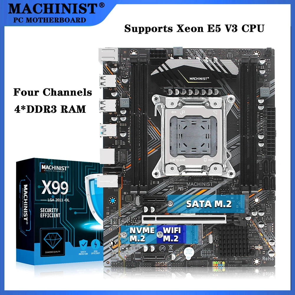 

MACHINIST X99 материнская плата LGA 2011-3 с двумя слотами M.2 NVME поддерживает четыре канала 4 * DDR3 ECC SATA2 USB2.0 и 3,0 _ ПК