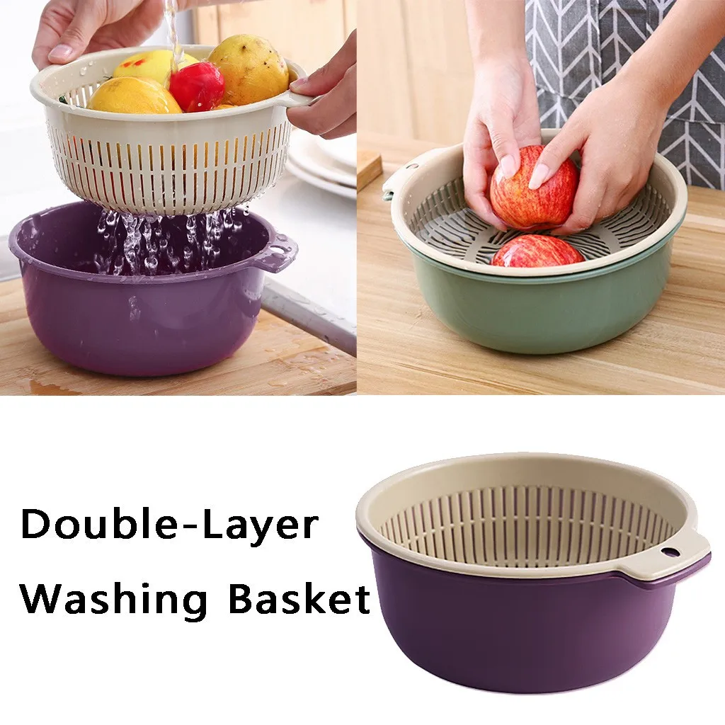 Двухслойная корзина для слива разделительная сушилка овощей и фруктов сушки