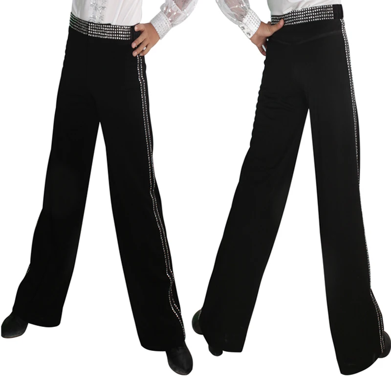 Детские латинские танцевальные штаны для детей костюм мальчиков Стразы талией