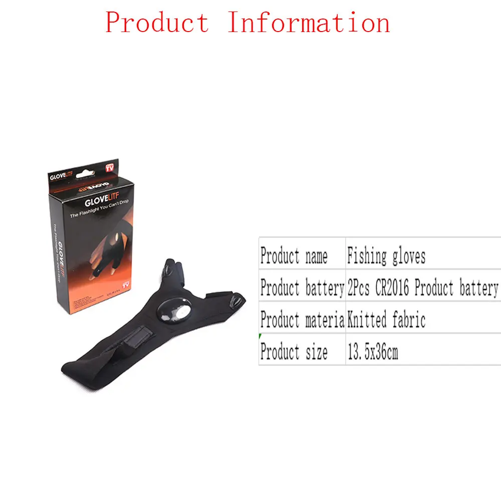 

LED Outdoor Flashlight Fishing Gloves Half-finger Gloves with Light Lighting Night Fishing Wild Camping Three Finger Cut Gloves