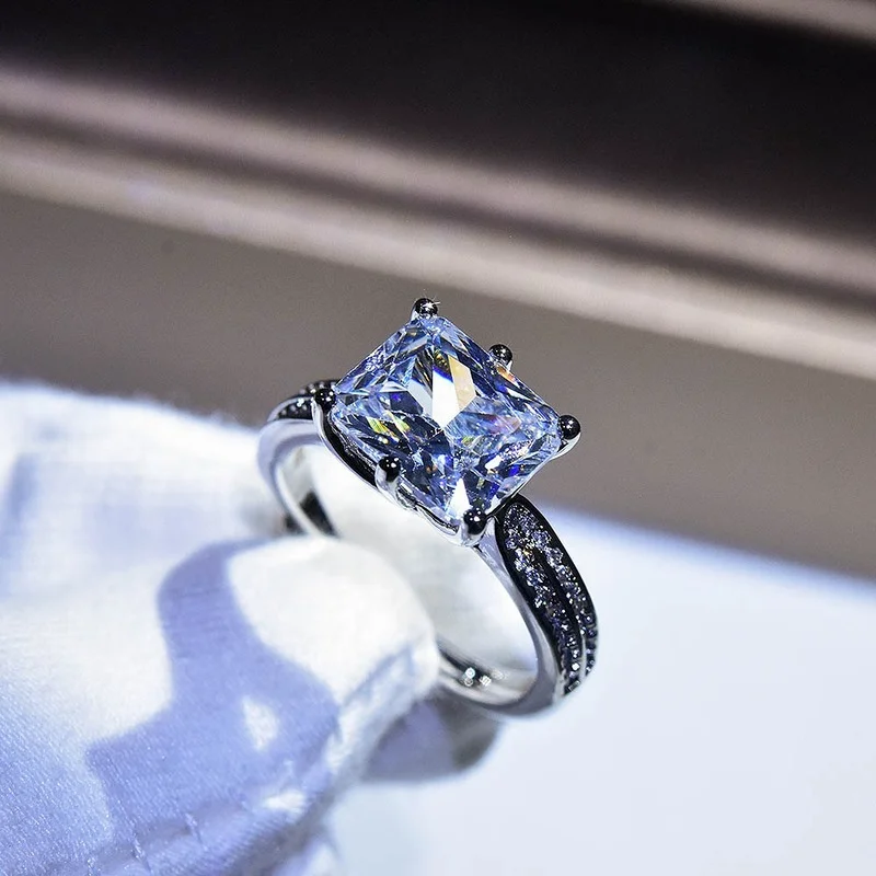 

New women's ring imitation Moissanite plated pt950 Hearts and Arrows Bohemia lovers' women's Adjustable opening proposal ring