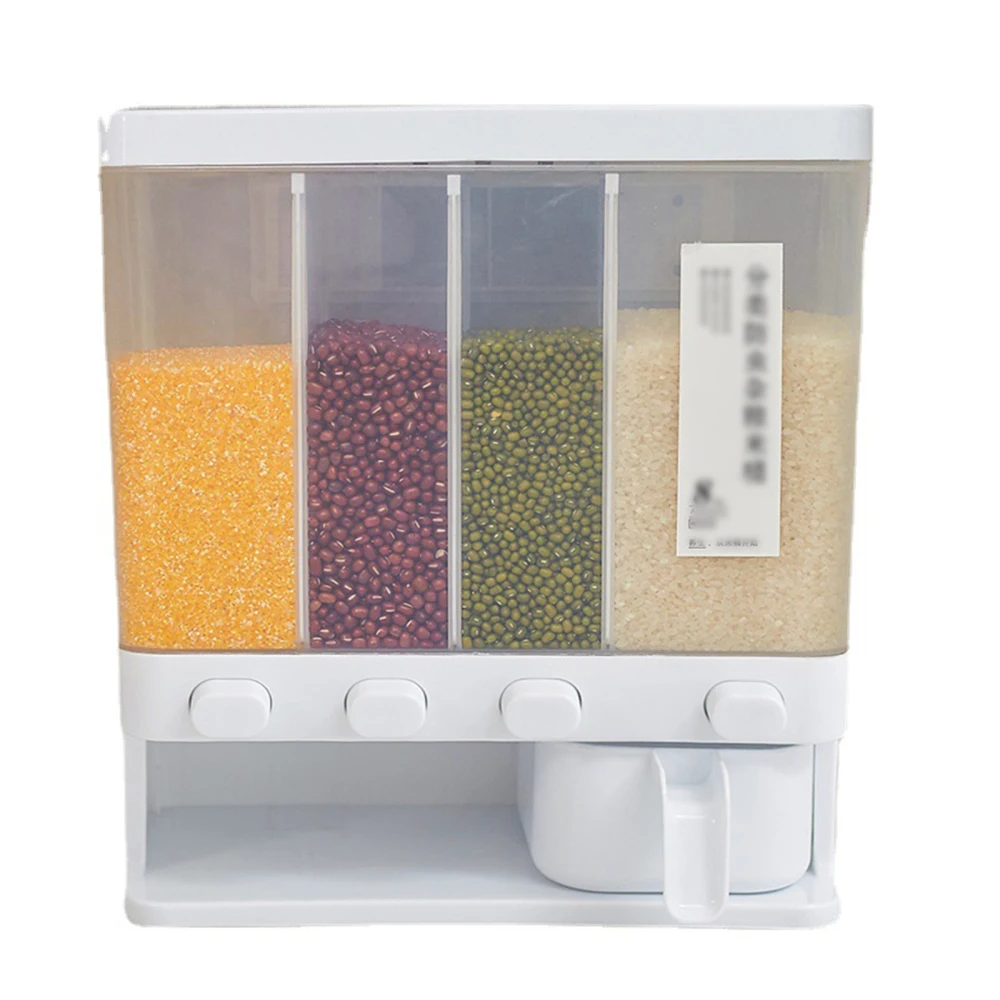 

Rice Bucket Containers Wall Mounted Grain Storage Box Dry Food Dispenser Household Goods Portable Whole Grains Platic Gadgets