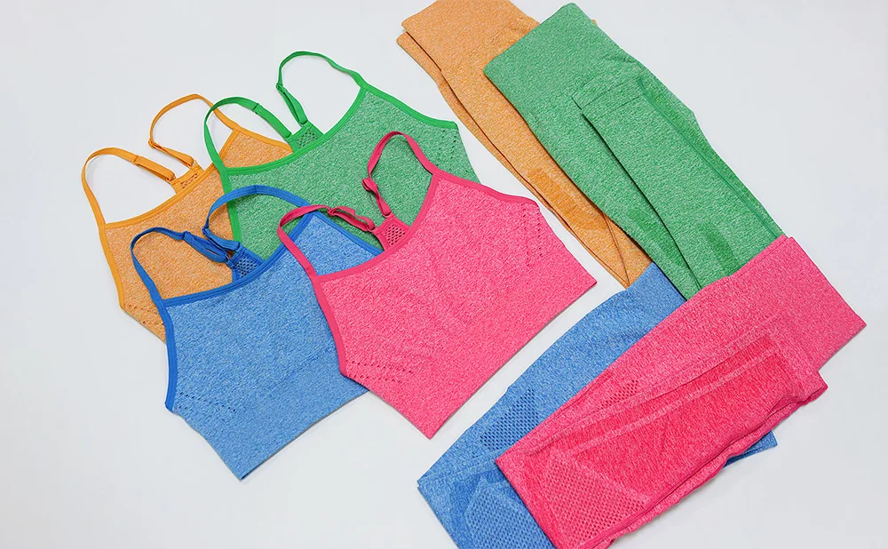 

2pcs Seamless Sports Set women Mesh Slim Yoga Clothing High Waist Tummy Control Pants Gym Suits running Fitness Sportswear