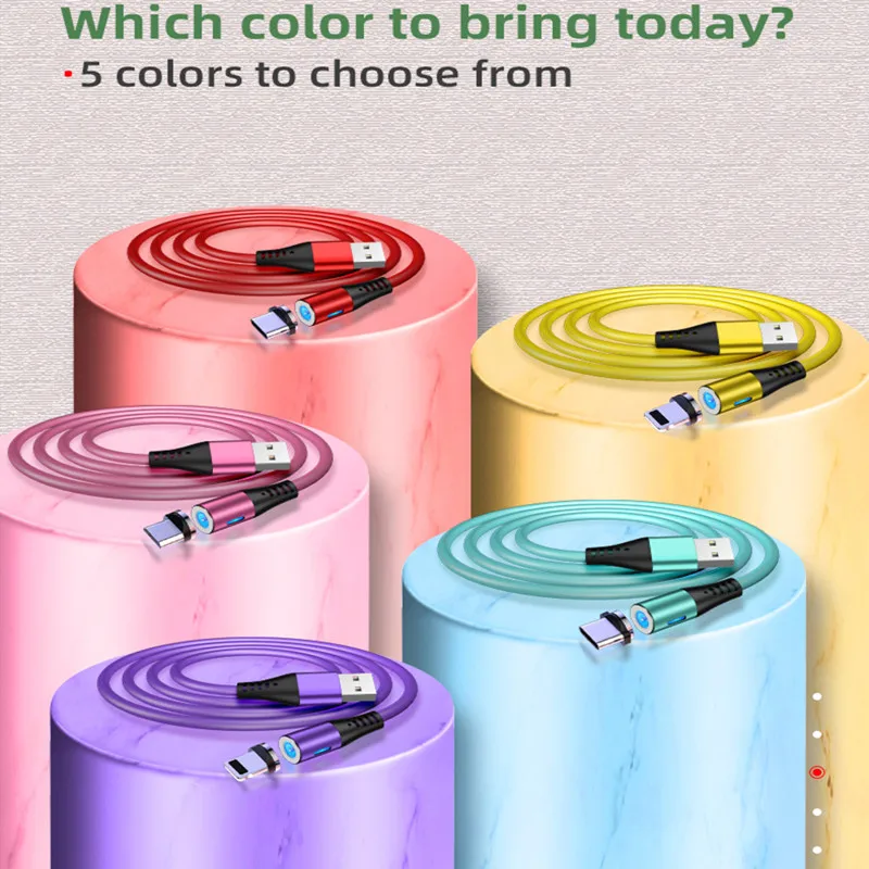 

1M 360 Magnetic Cable LED Type C Micro USB Charger Cord For iOS For Huawei For Samsung Android Phones