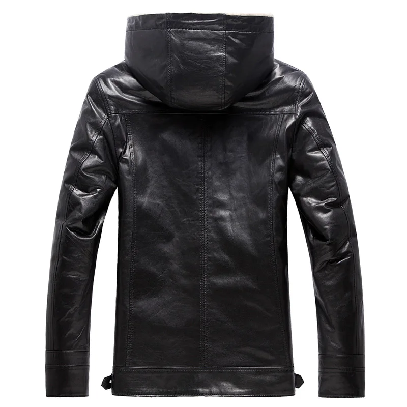 Мужская зимняя куртка из 100% натуральной козьей кожи с мехом|Мужские кожаные