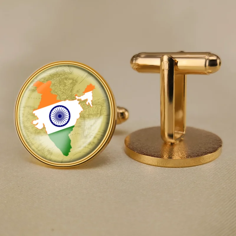 Запонки герб Индии индийская карта флаг государственная эмблема | Украшения и