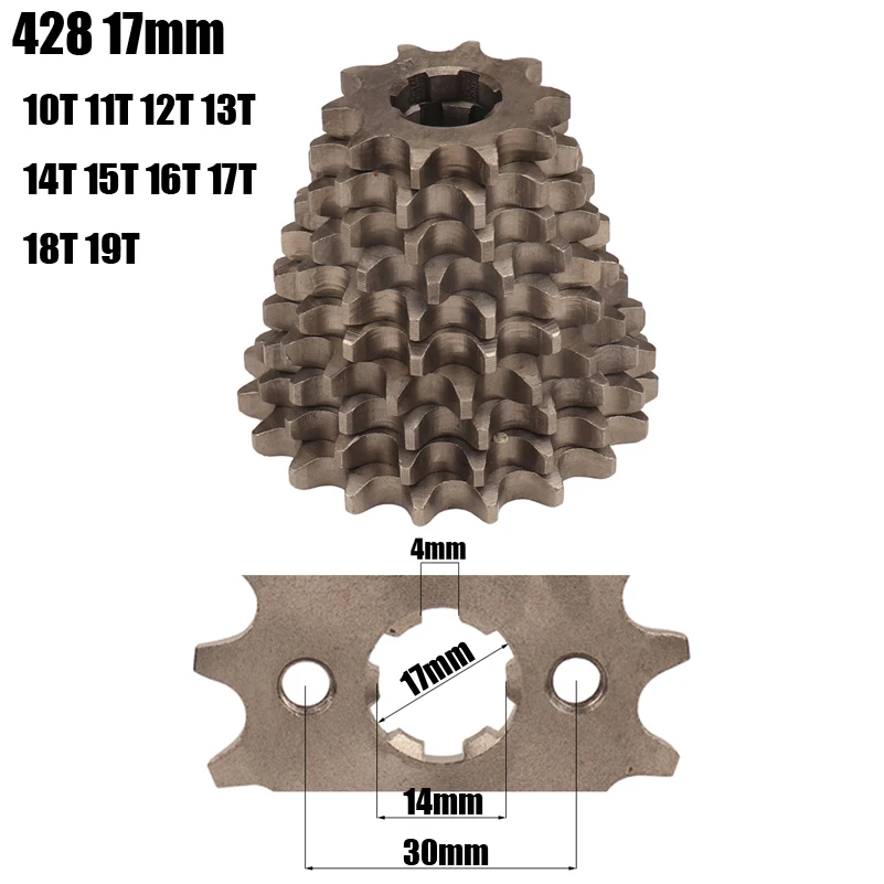 

Front Engine 428# 10T 11T 12T 13T 14T 15T 16T 17T 18T 19T Teeth 17mm 20mm Chain Sprocket With Retainer Plate Locker