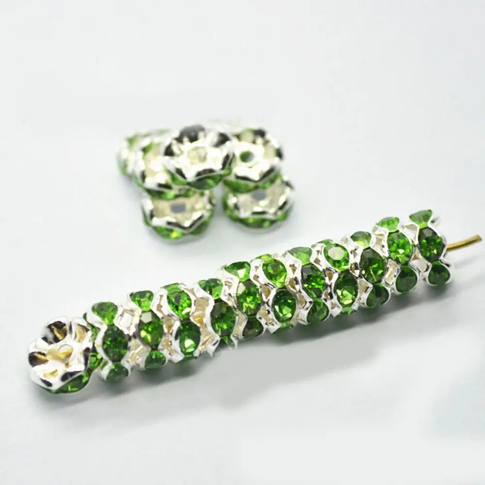 100 шт 6 мм цвет серебро бусинки Rondelle, Стразы ab crystal Бусины для самостоятельного изготовления ювелирных изделий бусины-разделители подвеска браслет Цепочки и Ожерелья Выводы - Цвет: Lawngreen