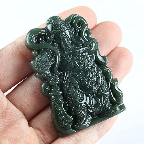 LETSFUN изящные ювелирные изделия натуральный резной зеленый нефрит Wu God of богатство