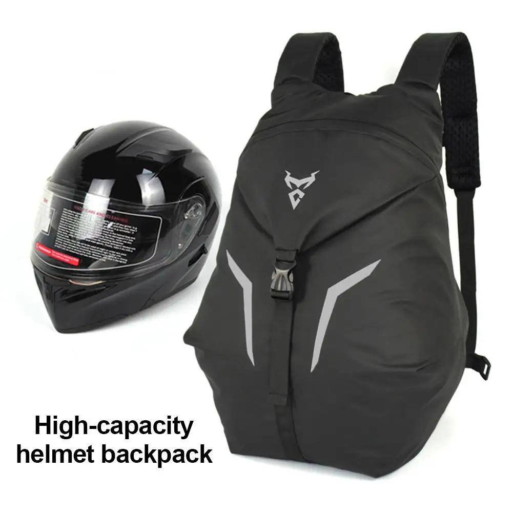 Motorcycle Backpack Motorcycle Helmet Holder Cycling Helmet Storage Bag Lightweight Travel Backpack With Reflective Strip