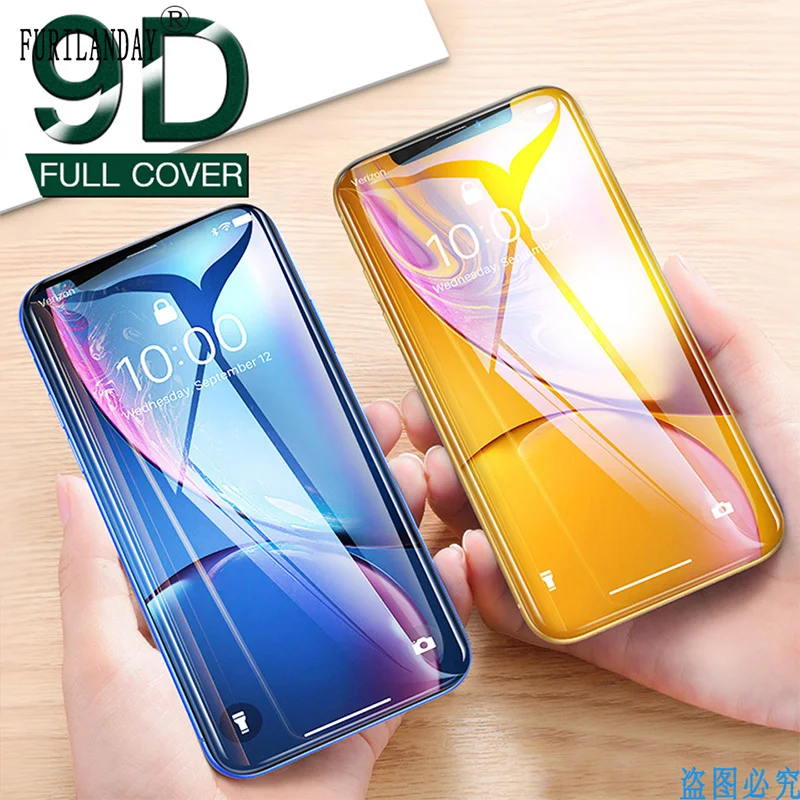 Защитное стекло 9D для iPhone 6 6s 7 8 Plus 11 pro max X XR XS MAX чёрное/белое|Защитные стёкла и