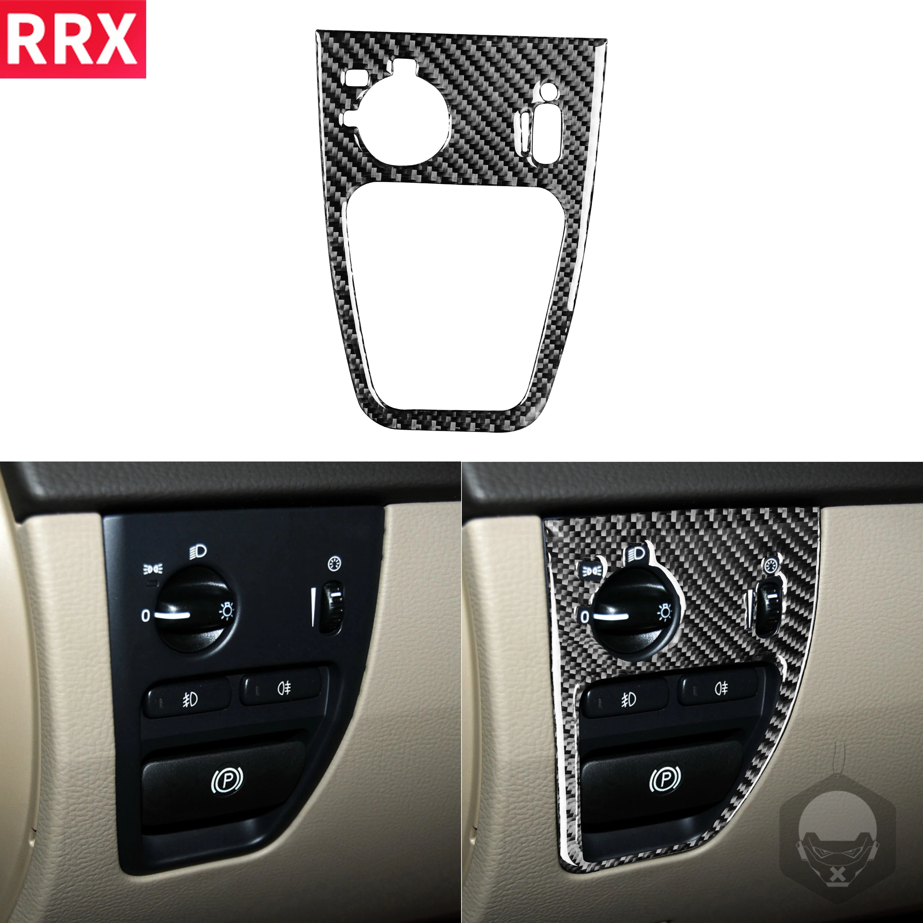 

RRX For Volvo XC90 2003-2014 Carbon Fiber Stickers Headlight Switch Button Panel Cover Trim Interiors Car Accessories Black