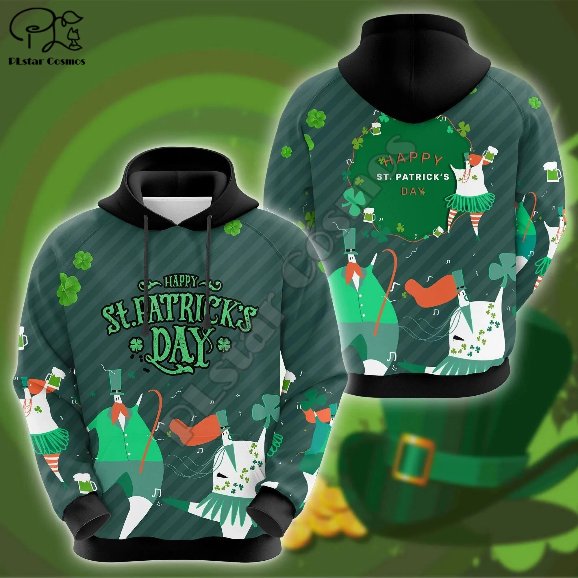 

PLstar Cosmos Irish Saint Patrick Day 3D Printed New Fashion Hoodies Sweatshirts Zip Hooded For Men/Women Casual Streetwear D16