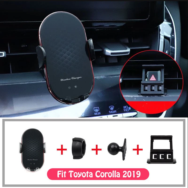 

Гравитационный Автомобильный держатель для телефона для Toyota Corolla 2019, держатель с зажимом для вентиляционного отверстия, подставка, держатель для смартфона с беспроводным зарядным устройством