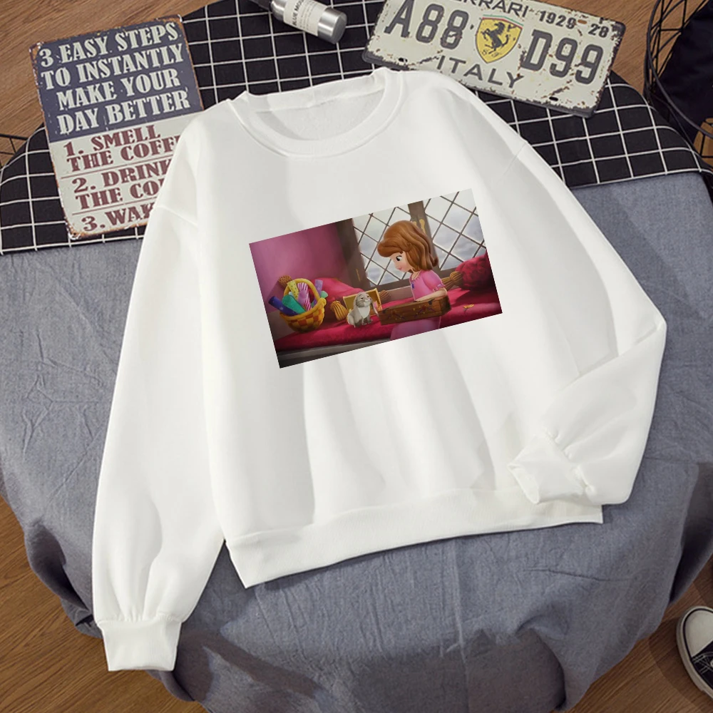 

Disney Lively Cute Sofia White Hoodies Spring Jogging Long Sleeve Sweatshirt Happy holidays Costume Best gift Women Hoodie