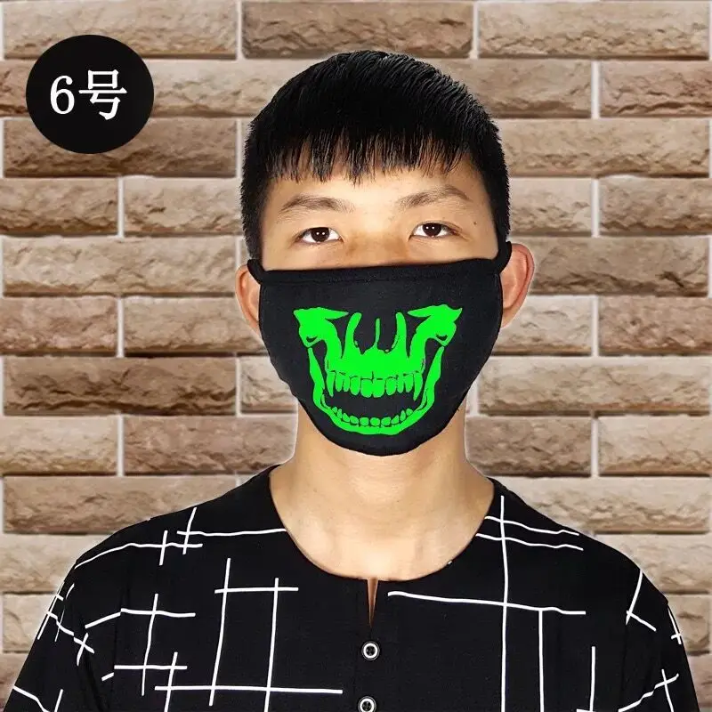 Женские и мужские светящиеся темные маскарадные маски с черепом черный рот